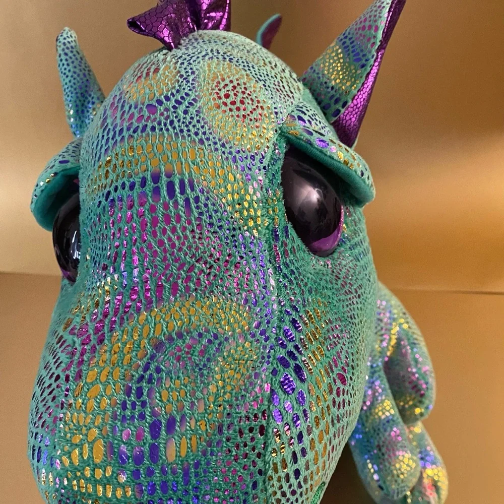 TY BEANIE BOOS CINDER the Multicolor Plush stuffed Dragon Size LARGE